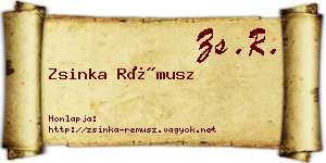 Zsinka Rémusz névjegykártya